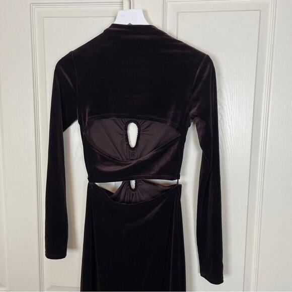 A.L.C. Maeve Java Brown Cut Out Velvet Midi Dress NWT - Picture 7 of 12
